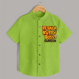 Kutty Boss SHIRT – Fun Cricket Style - LIME GREEN - 0 - 6 Months Old (Chest 23")