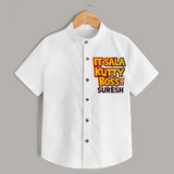 Kutty Boss SHIRT – Fun Cricket Style - WHITE - 0 - 6 Months Old (Chest 23")