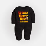 Kutty Boss FULL BODY SUIT – Fun Cricket Style - BLACK - New Born (Chest 7.5")