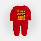 Kutty Boss FULL BODY SUIT – Fun Cricket Style - RED - New Born (Chest 7.5")