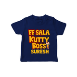 Kutty Boss TSHIRT – Fun Cricket Style - NAVY BLUE - 0-5 Months Old (Chest 17")