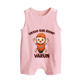 Orange Rising Star BUTTON ROMPER – Personalized Cricket Outfit - BABY PINK - New Born (Chest 18")