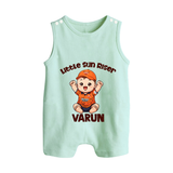 Orange Rising Star BUTTON ROMPER – Personalized Cricket Outfit - MINT GREEN - New Born (Chest 18")
