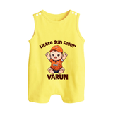 Orange Rising Star BUTTON ROMPER – Personalized Cricket Outfit - PASTEL YELLOW - New Born (Chest 18")