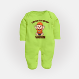 Orange Rising Star FULL BODY SUIT – Personalized Cricket Outfit - LIME GREEN - New Born (Chest 7.5")