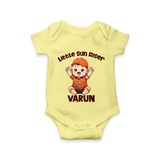 Orange Rising Star Baby Romper – Personalized Cricket Outfit - PASTEL YELLOW - New Born (Chest 14")