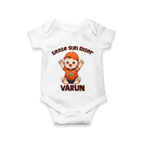 Orange Rising Star Baby Romper – Personalized Cricket Outfit - WHITE - New Born (Chest 14")