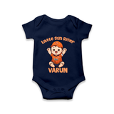 Orange Rising Star Baby Romper – Personalized Cricket Outfit - NAVY BLUE - New Born (Chest 14")