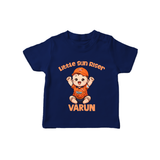 Orange Rising Star TSHIRT – Personalized Cricket Outfit - NAVY BLUE - 0-5 Months Old (Chest 17")