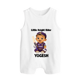 Purple Power Kid BUTTON ROMPER – Cute Cricket Outfit - WHITE - New Born (Chest 18")