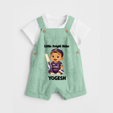 Purple Power Kid DUNGAREE – Cute Cricket Outfit - MINT GREEN - 0 - 5 Months Old (Chest 18")