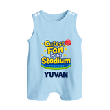 Cutest Fan in the Stadium BUTTON ROMPER - BABY BLUE - New Born (Chest 18")