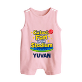 Cutest Fan in the Stadium BUTTON ROMPER - BABY PINK - New Born (Chest 18")