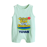 Cutest Fan in the Stadium BUTTON ROMPER - MINT GREEN - New Born (Chest 18")