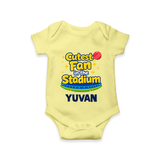 Cutest Fan in the Stadium Baby Romper - PASTEL YELLOW - New Born (Chest 14")