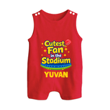 Cutest Fan in the Stadium BUTTON ROMPER - RED - New Born (Chest 18")