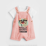 Totally Wicket DUNGAREE – Fun Cricket Outfit - PEACH - 0 - 5 Months Old (Chest 18")