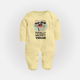 Totally Wicket FULL BODY SUIT – Fun Cricket Outfit - PASTEL YELLOW - New Born (Chest 7.5")