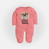 Totally Wicket FULL BODY SUIT – Fun Cricket Outfit - PEACH - New Born (Chest 7.5")
