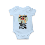 Totally Wicket Baby Romper – Fun Cricket Outfit - BABY BLUE - New Born (Chest 14")
