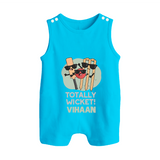 Totally Wicket BUTTON ROMPER – Fun Cricket Outfit - SKY BLUE - New Born (Chest 18")