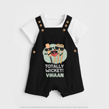 Totally Wicket DUNGAREE – Fun Cricket Outfit - BLACK - 0 - 5 Months Old (Chest 18")