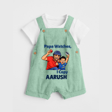 Papa Watches I Copy DUNGAREE – Father & Son Cricket Outfit - MINT GREEN - 0 - 5 Months Old (Chest 18")