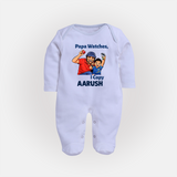 Papa Watches I Copy FULL BODY SUIT – Father & Son Cricket Outfit - BABY BLUE - New Born (Chest 7.5")