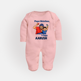 Papa Watches I Copy FULL BODY SUIT – Father & Son Cricket Outfit - BABY PINK - New Born (Chest 7.5")