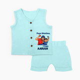 Papa Watches I Copy jabla – Father & Son Cricket Outfit - BABY BLUE - 0 - 3 Months Old (Chest 9.8")