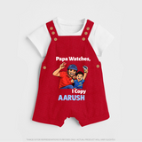 Papa Watches I Copy DUNGAREE – Father & Son Cricket Outfit - RED - 0 - 5 Months Old (Chest 18")