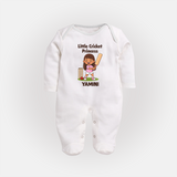 Little Cricket Princess FULL BODY SUIT - WHITE - New Born (Chest 7.5")