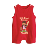 Little Cricket Princess BUTTON ROMPER - RED - New Born (Chest 18")