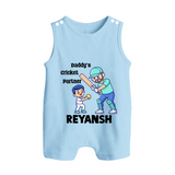 Daddy’s Cricket Partner BUTTON ROMPER - BABY BLUE - New Born (Chest 18")