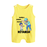 Daddy’s Cricket Partner BUTTON ROMPER - PASTEL YELLOW - New Born (Chest 18")