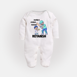 Daddy’s Cricket Partner FULL BODY SUIT - WHITE - New Born (Chest 7.5")