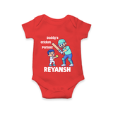 Daddy’s Cricket Partner Baby Romper - RED - New Born (Chest 14")