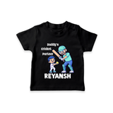 Daddy’s Cricket Partner TSHIRT - BLACK - 0-5 Months Old (Chest 17")