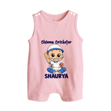 Chinna Cricketer BUTTON ROMPER - BABY PINK - New Born (Chest 18")