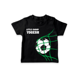 Little Champ Football – Personalised Kids T-Shirt - BLACK - 0-5 Months Old (Chest 17")