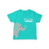 Ele-Fun Time – Personalised Kids T-Shirt - TEAL - 0-5 Months Old (Chest 17")