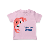 Cute Crab – Personalised Kids T-Shirt - BABY PINK - 0-5 Months Old (Chest 17")