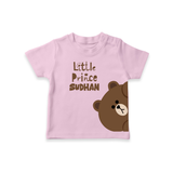 Little Prince Bear – Personalised Kids T-Shirt - BABY PINK - 0-5 Months Old (Chest 17")