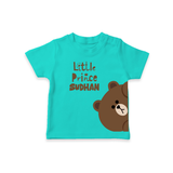Little Prince Bear – Personalised Kids T-Shirt - TEAL - 0-5 Months Old (Chest 17")