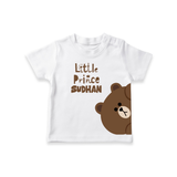 Little Prince Bear – Personalised Kids T-Shirt - WHITE - 0-5 Months Old (Chest 17")