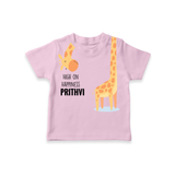 High on Happiness – Personalised Kids T-Shirt - BABY PINK - 0-5 Months Old (Chest 17")
