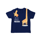 High on Happiness – Personalised Kids T-Shirt - NAVY BLUE - 0-5 Months Old (Chest 17")