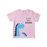 Little Dino – Personalised Kids T-Shirt - BABY PINK - 0-5 Months Old (Chest 17")