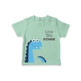 Little Dino – Personalised Kids T-Shirt - MINT GREEN - 0-5 Months Old (Chest 17")