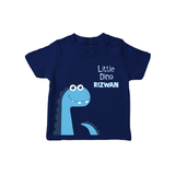 Little Dino – Personalised Kids T-Shirt - NAVY BLUE - 0-5 Months Old (Chest 17")